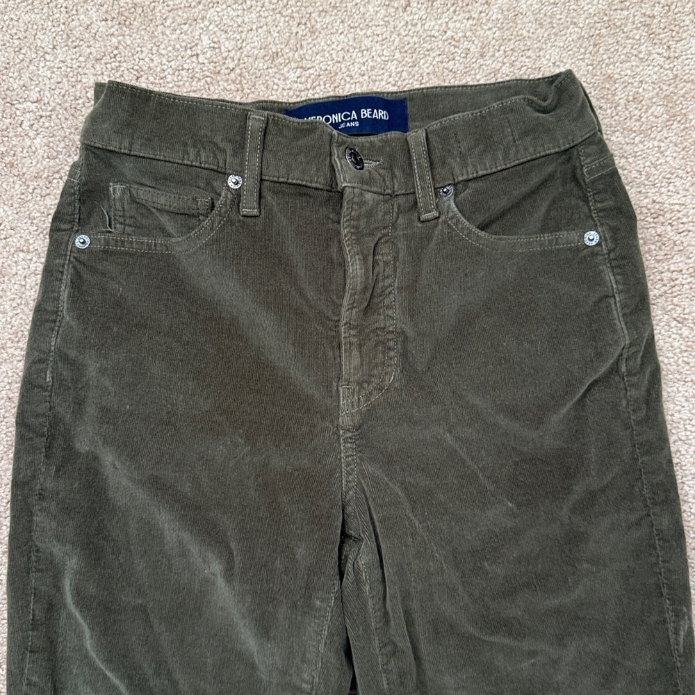 Veronica Beard The Cameron High Rise Bootcut Army Green Corduroy Pants Size 27 - Picture 5 of 12